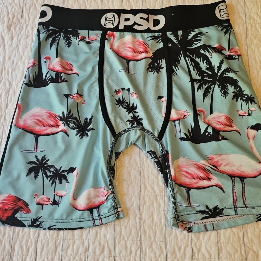 PSD Turquoise Flamingo and Palm Tree Boxer Briefs - M
